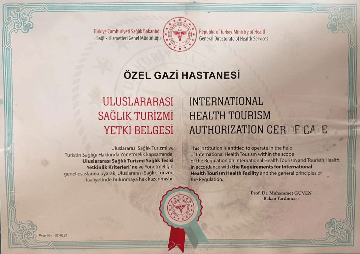 Sağlık Turizmi Yetki Belgesi